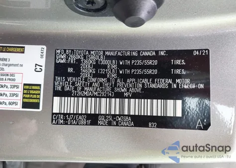 2021 Lexus Rx 350 from USA, damaged, VIN 2T2HZMDA7MC292143